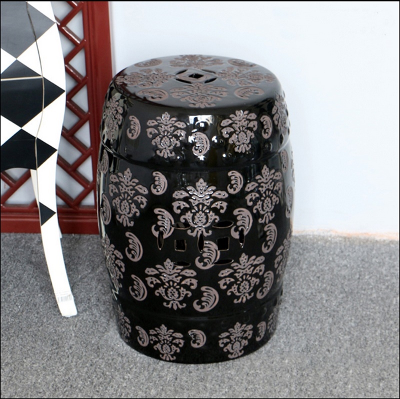 black background ceramic stool