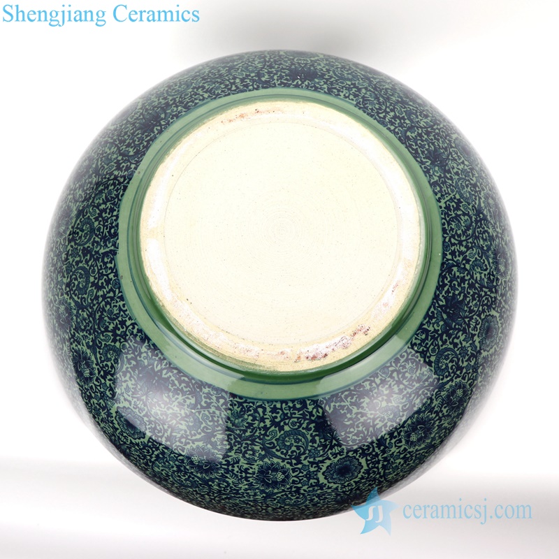 curled green lotus ceramic bowl