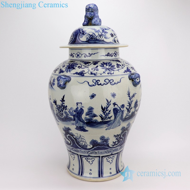 blue China 8 immortals ceramic jar