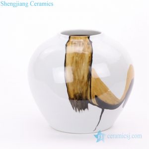 RZMS19-A Jingdezhen yellow and black brush free paint art ceramic vase