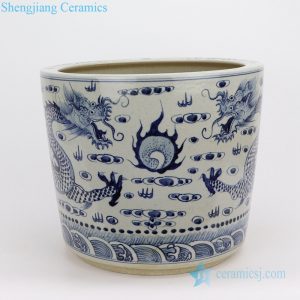 RZFH15 Hand paint old style pair of dragon ceramic pot
