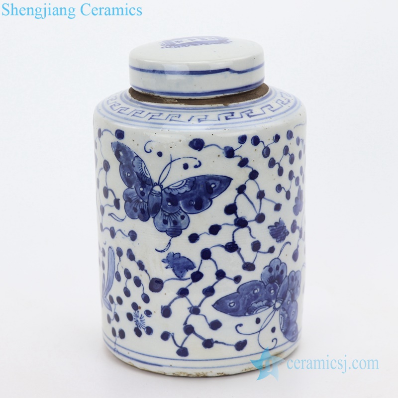 butterfly ceramic tin jar