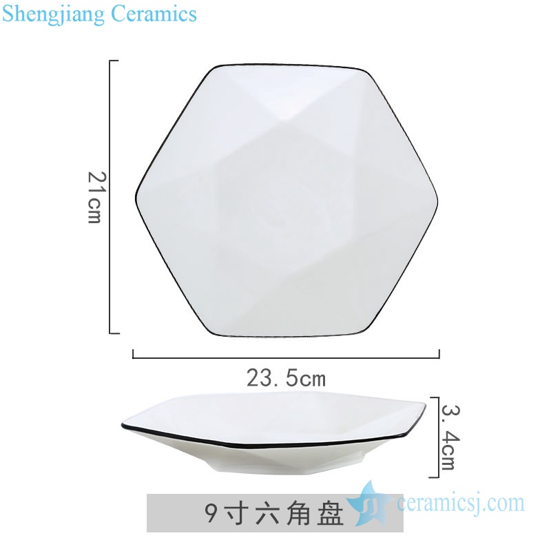 RZOB-14-A/B Six-pointed star ceramic plate with black rim
