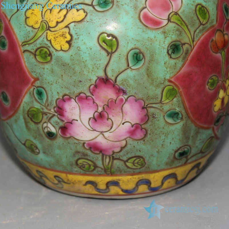 flower painting ceramic jar