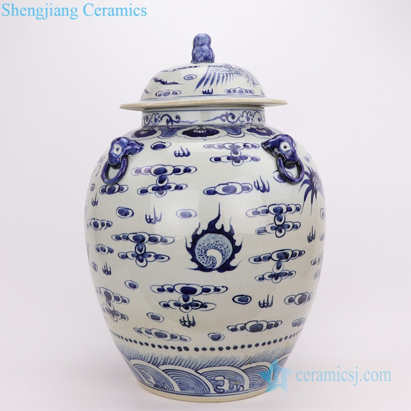 Antique ceramic ginger jar front view 