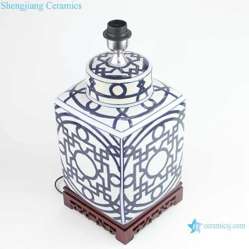  Qing Dynasty square copper money grain tea pot ceramic lamp