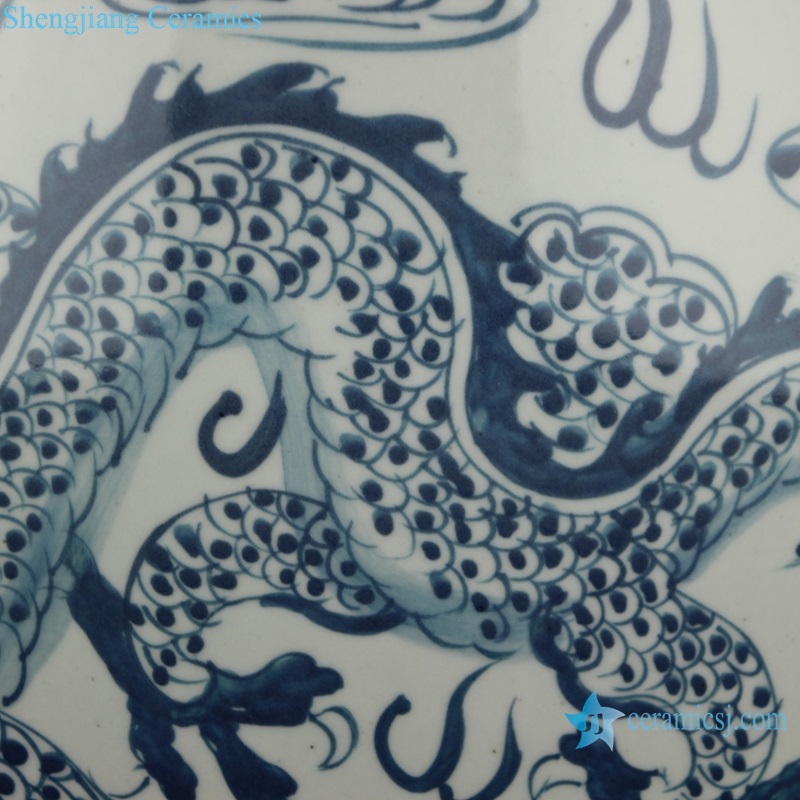  dragon pattern ceramic drum nail stool side view 
