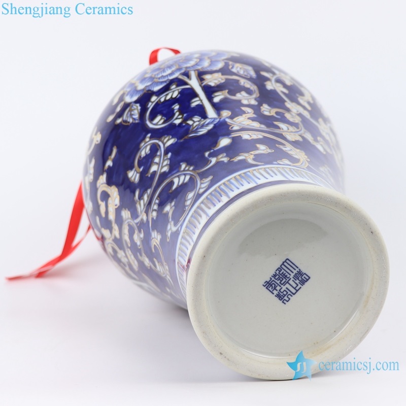 Jingdezhen blue and white  gold peony plum vase