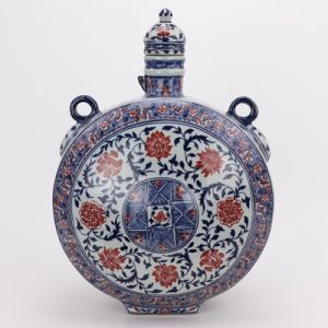RYVK16 Archaize to do old blue and white glaze red flat vase manual flower arrangement