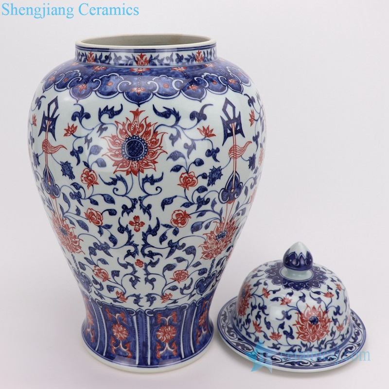 chinese style storage pot blue and white ceramic