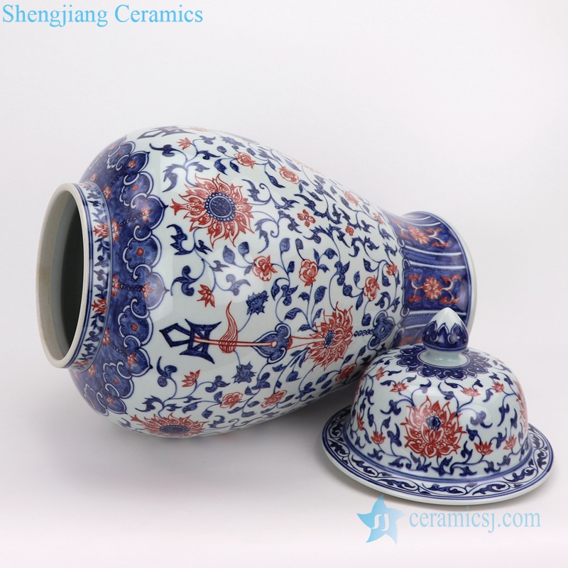 chinese style storage pot blue and white ceramic