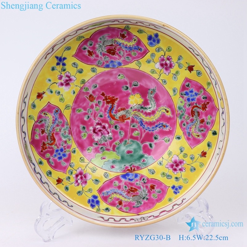 chinses style pastel porcelain high-foot fruit bowl