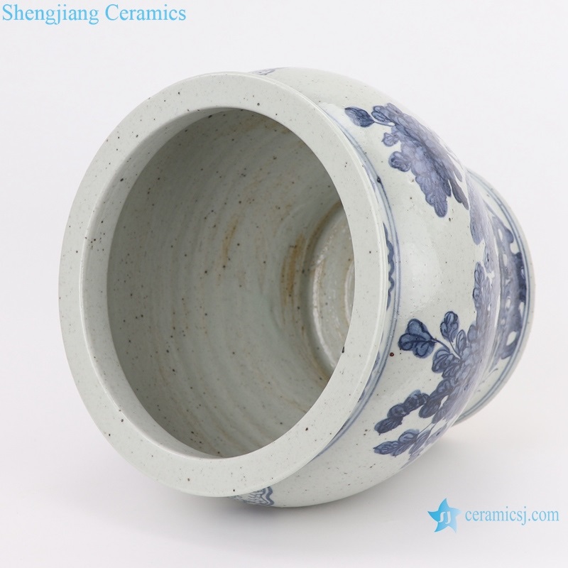 RZFB19 Jingdezhen Archaize hand-painted blue and white flower and bird grain vats