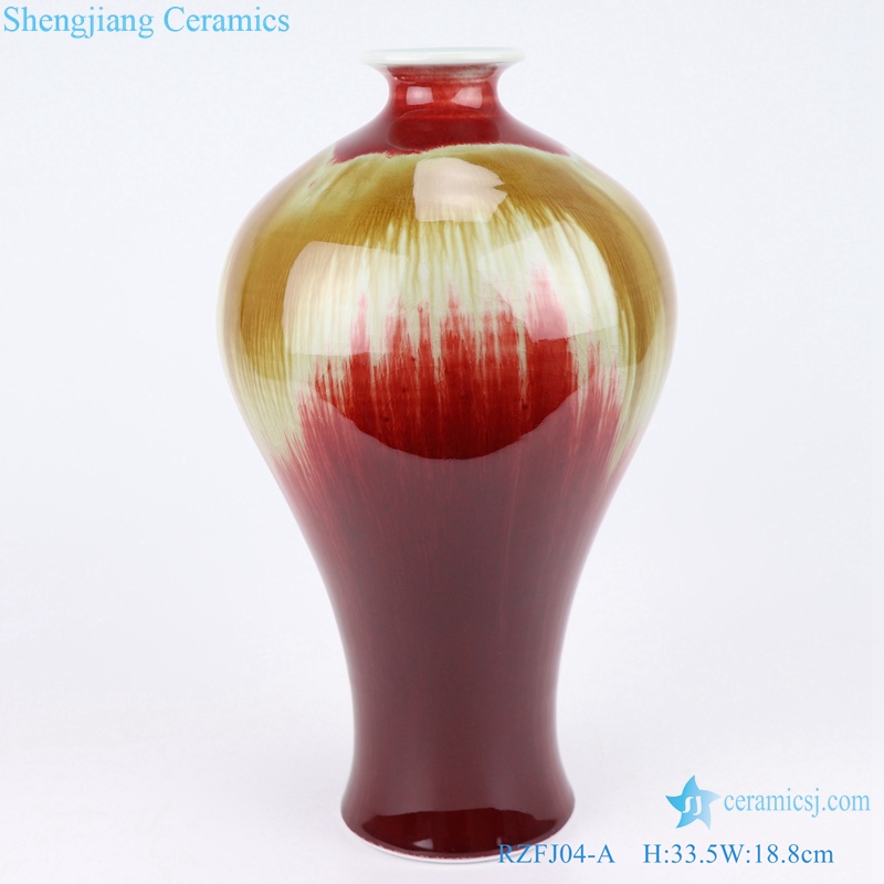 shengjiang red bottom flow yellow plum bottle vase