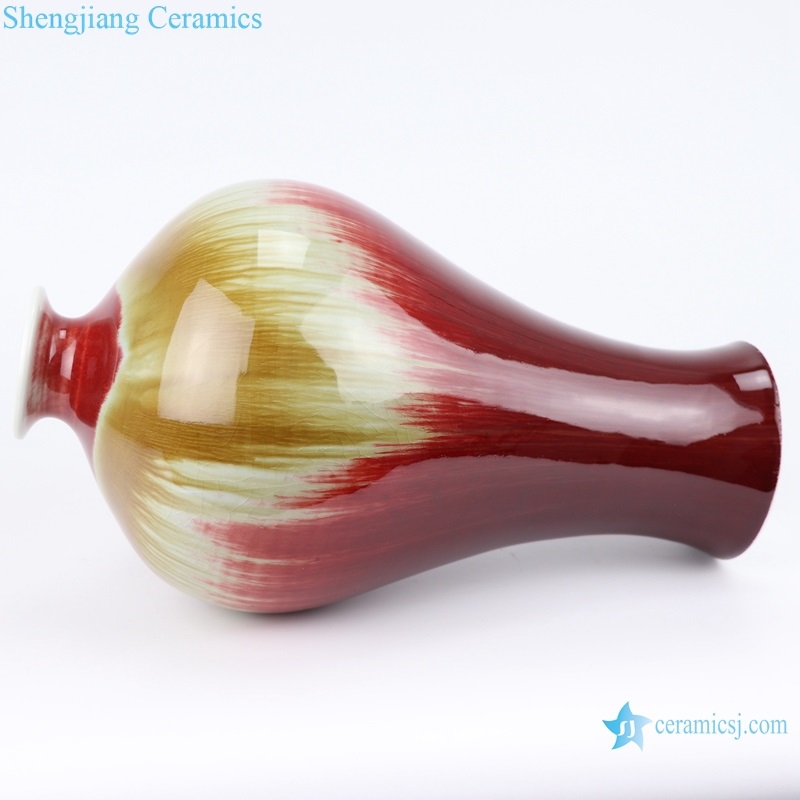 new Chinese style red bottom flow yellow vase 