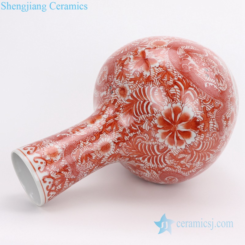 RZIS10-C Jingdezhen All hand-made alum red dragon pattern vase