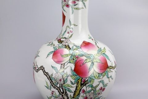 RZIS14 Archaize qing qianlong painted pastel nine longevity peach picture large vase