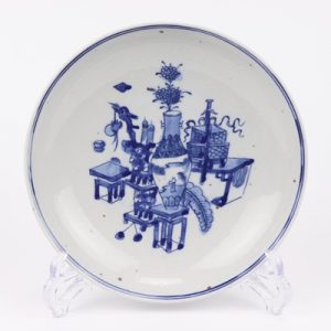 RZKT35 Archaize hand-painted blue and white antique figure 8 inch plate