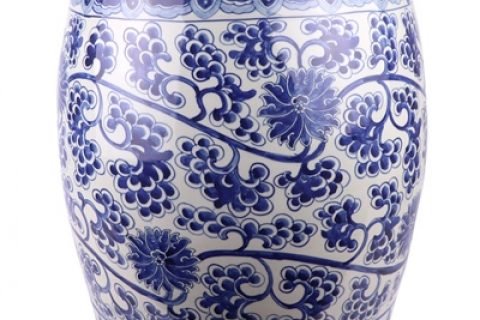 RZKY25 Antique hand-painted porcelain bound lotus flower into grape grain drum vats