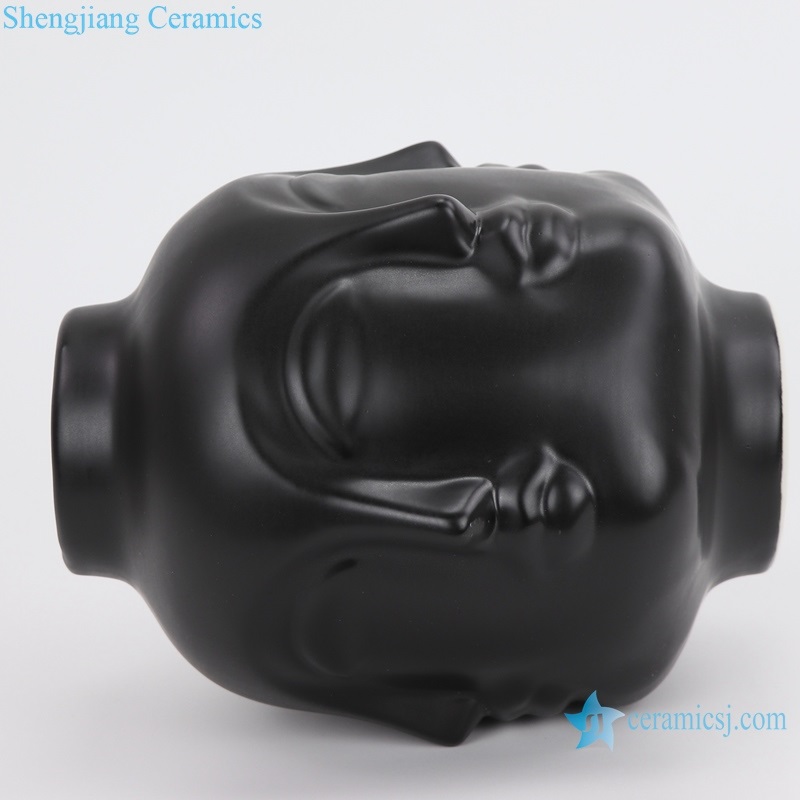  matte black porcelain vases side view 