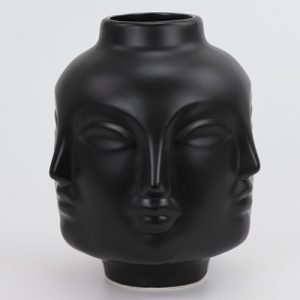 RZLK25-A-Nordic Muse matte black and white combination of ceramic face vases smiling DORA