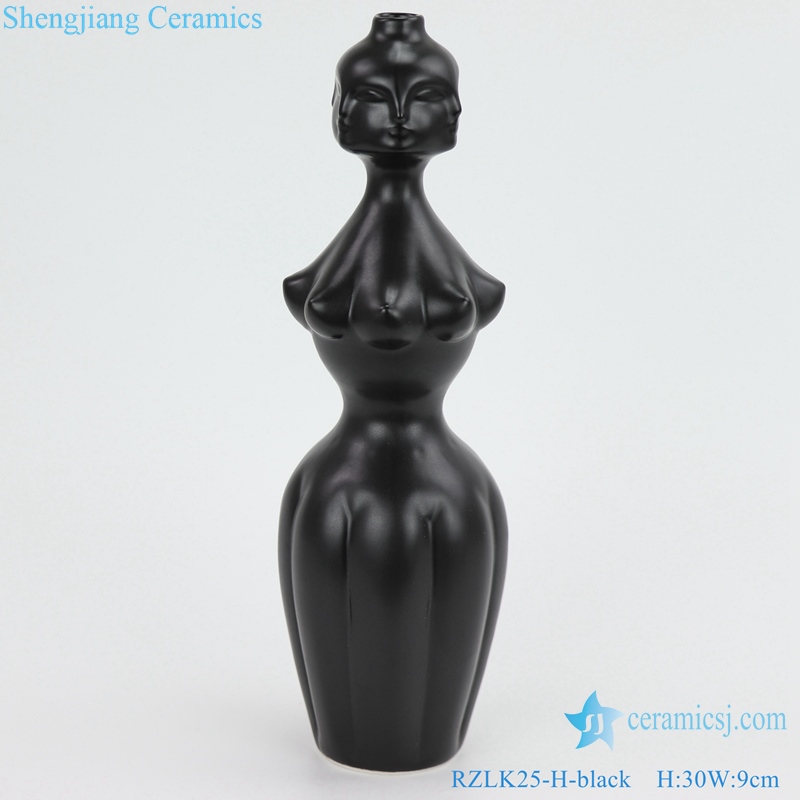 Nordic Muse matte ceramic face vases black 