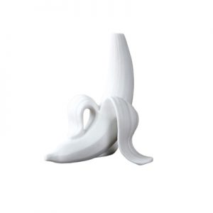RZLK34 Interesting ceramic face sculpture vases series matte white peel bananas