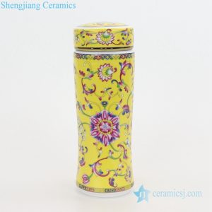 RZNR02 Jingdezhen antique enamel color ceramic water glass ceramic cup powder enamel