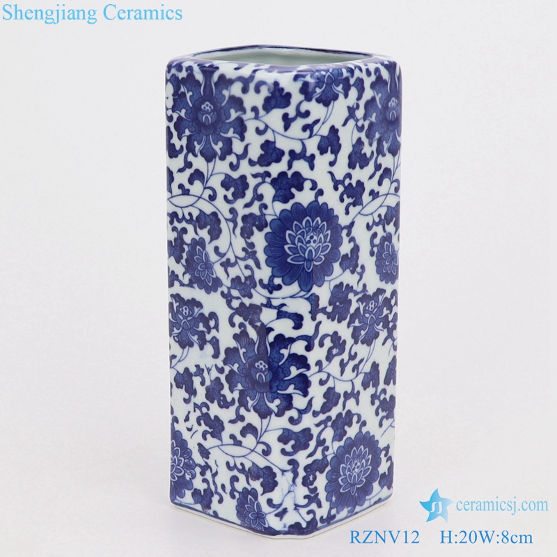 Blue and white ruyi mouth pen tube floret vase ceramics
