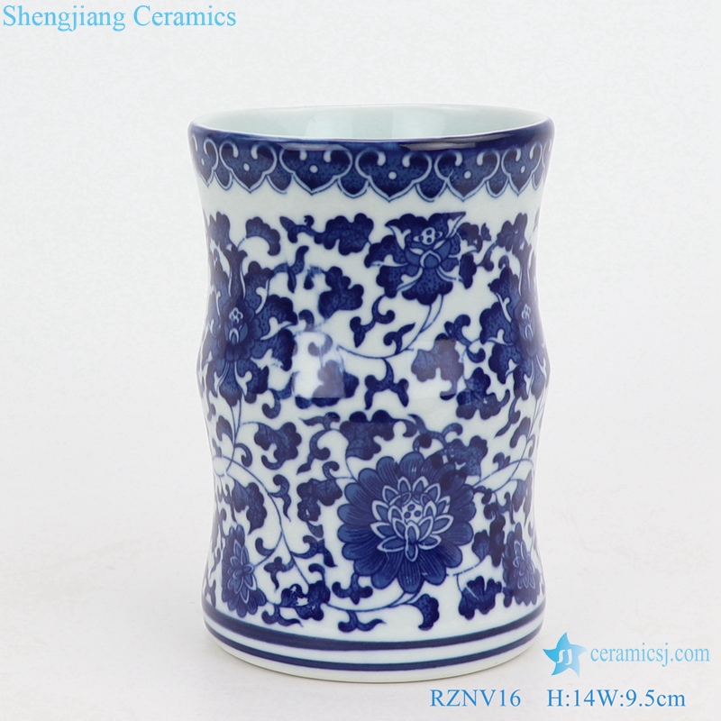 Blue and white pen tube small vase traditional porcelain