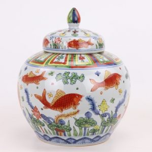 RZPY02 Chinese style archaize hand-painted blue and white multicolored fish algae pattern general tank storage tank decoration