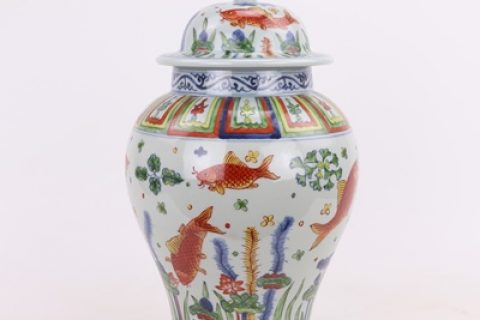 RZPY03 Archaize hand-painted blue and white multicoloured fish algal pattern general canister tea canister decoration jingdezhen Chinese ceramics