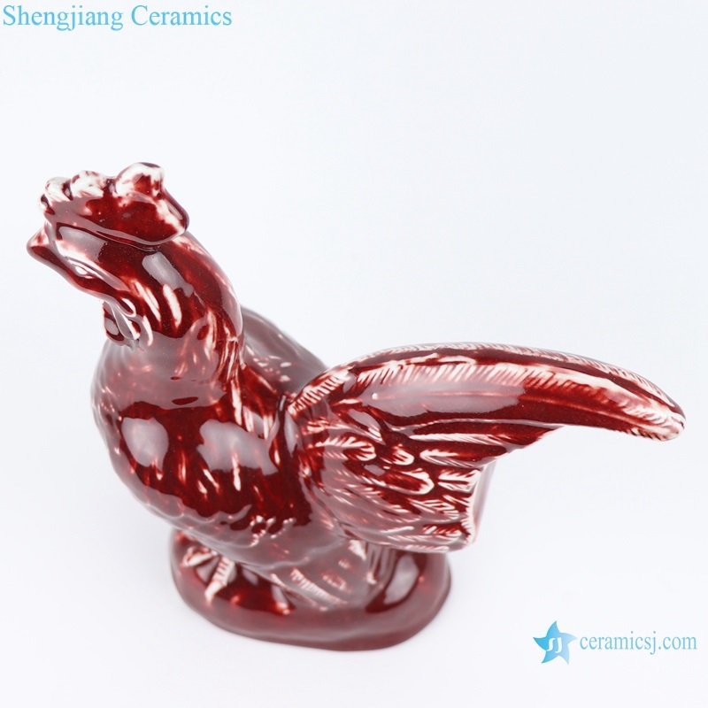  12 zodiac ceramic sculpture red rooster The lion