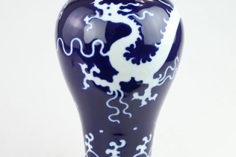 RZQY01-small Jingdezhen porcelain vase color glaze white dragon sea water plum vase blue small size