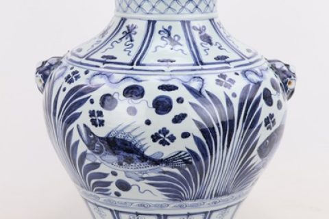 RZQo11 Chinese style beautiful porcelain Airtight Canister Storage Bottles Jars Grains Tea Leaf Coffee Beans Candy Food Jar fish pattern