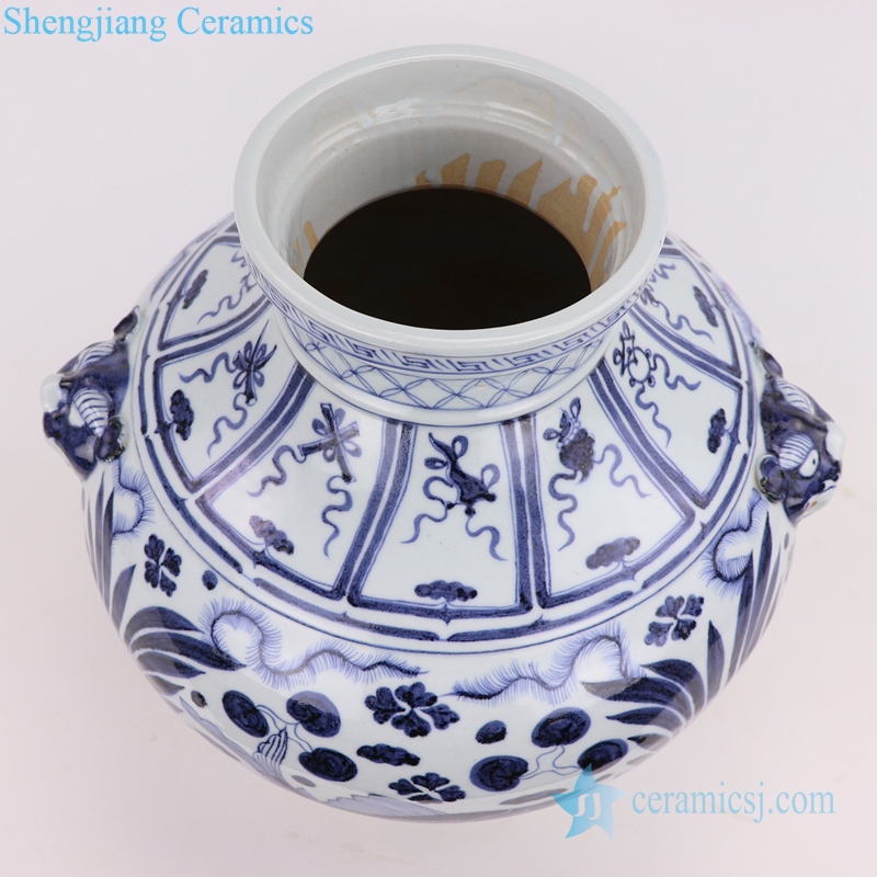 Chinese style beautiful ceramic seal jar top view