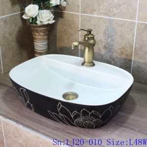 LJ20-010 Simplicity pure hand made glazed lotus oval table basin