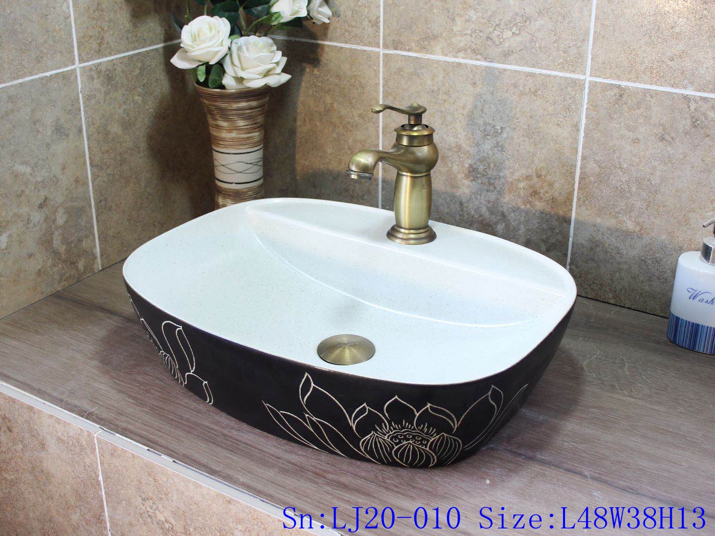 LJ20-010 Simplicity pure hand made glazed lotus oval table basin