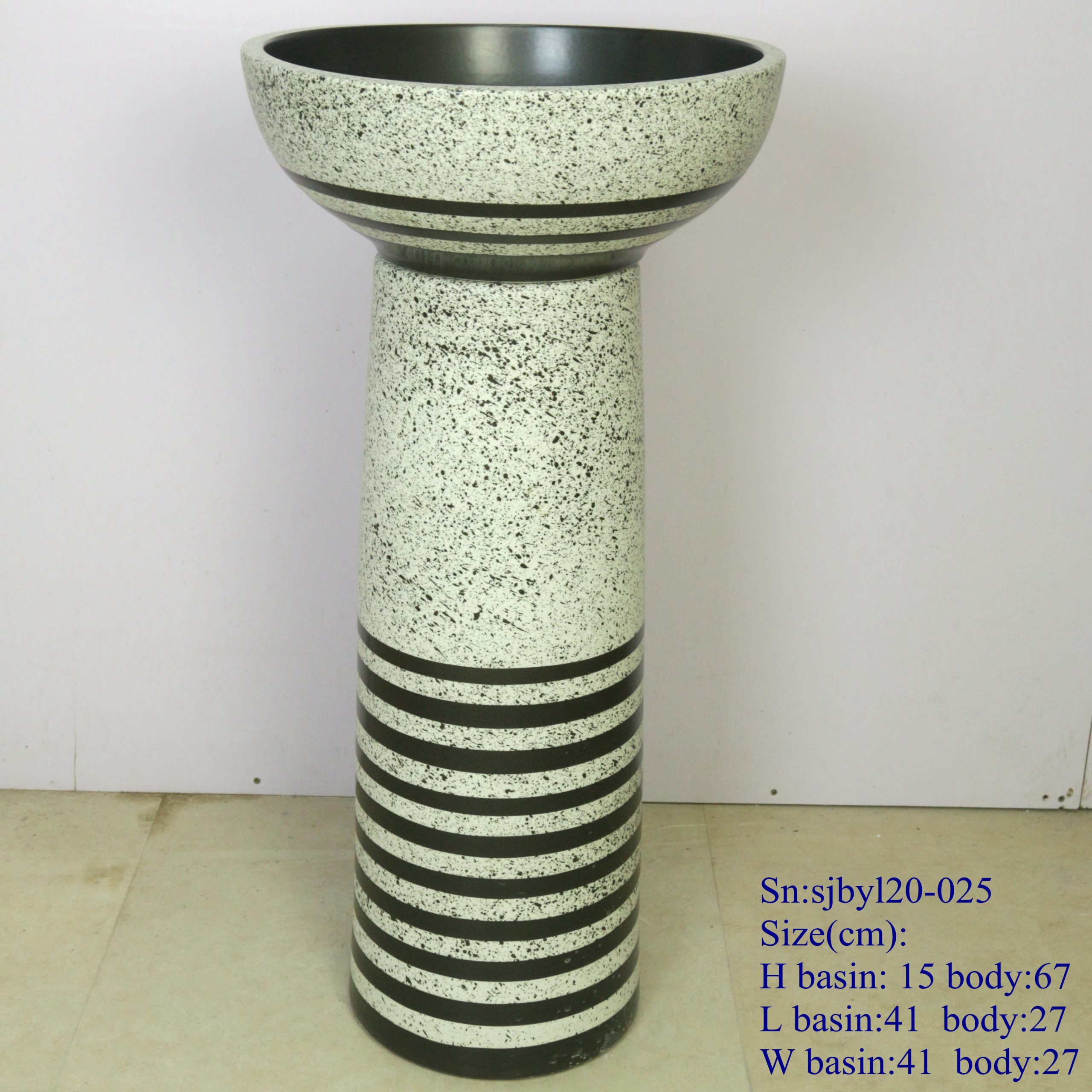sjbyl120-025 Restaurant light green color green stripes porcelain pedestal sink