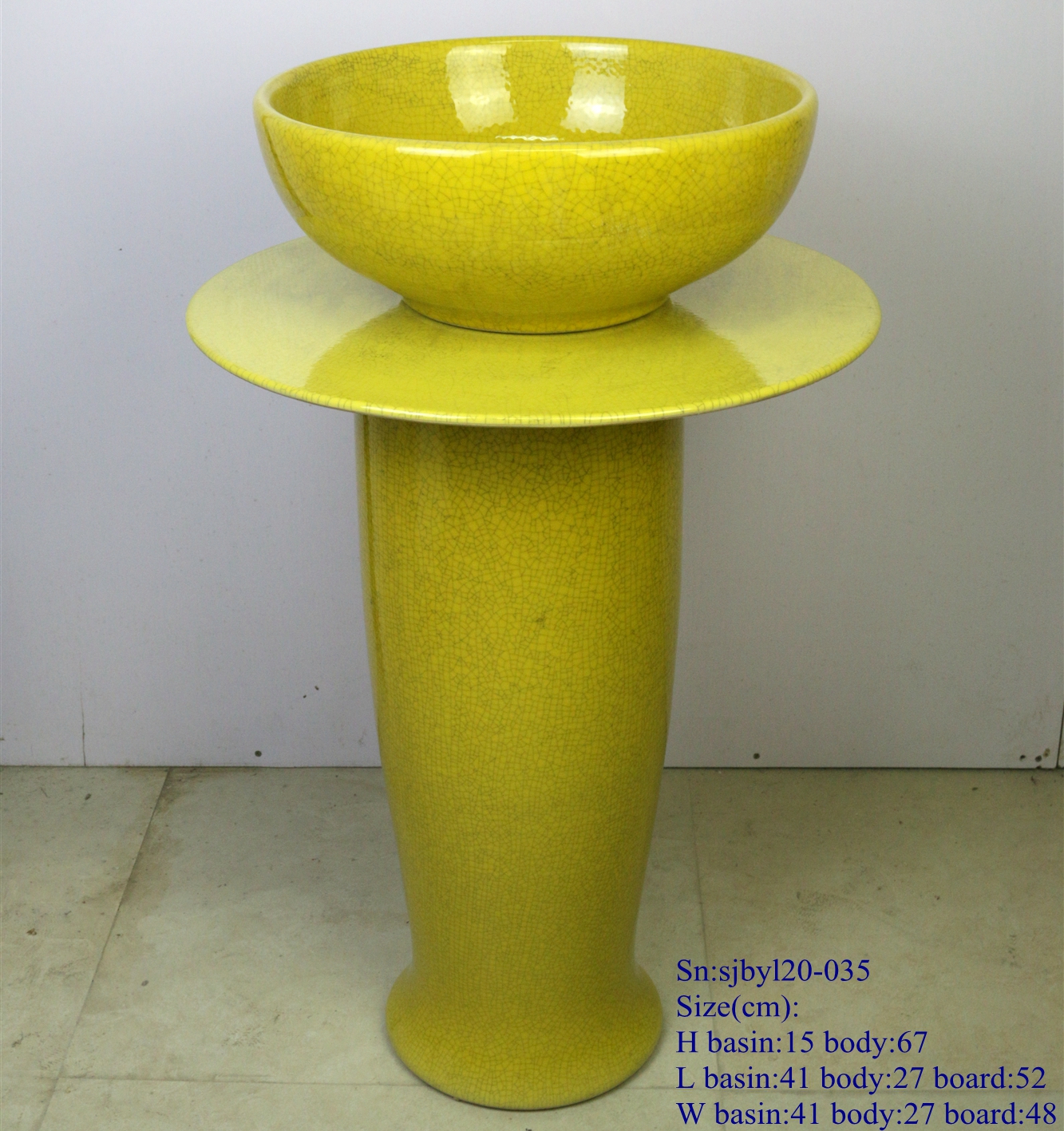 sjbyl120-035 Restaurant Nesting basin -Huang Wen piece porcelain pedestal sink