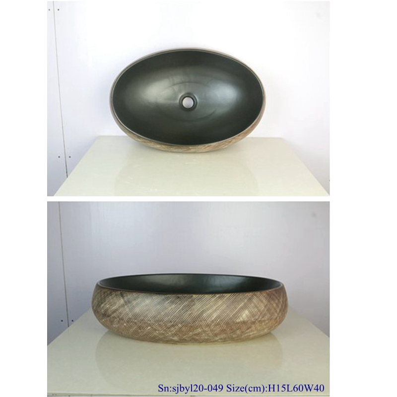 sjbyl120-049 Restaurant Nesting basin Subblack reticulated silk thread porcelain pedestal sink