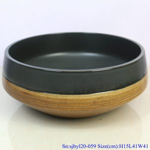 sjbyl120-059 Simply fashionable black gold glazed Matte procelain wash basin