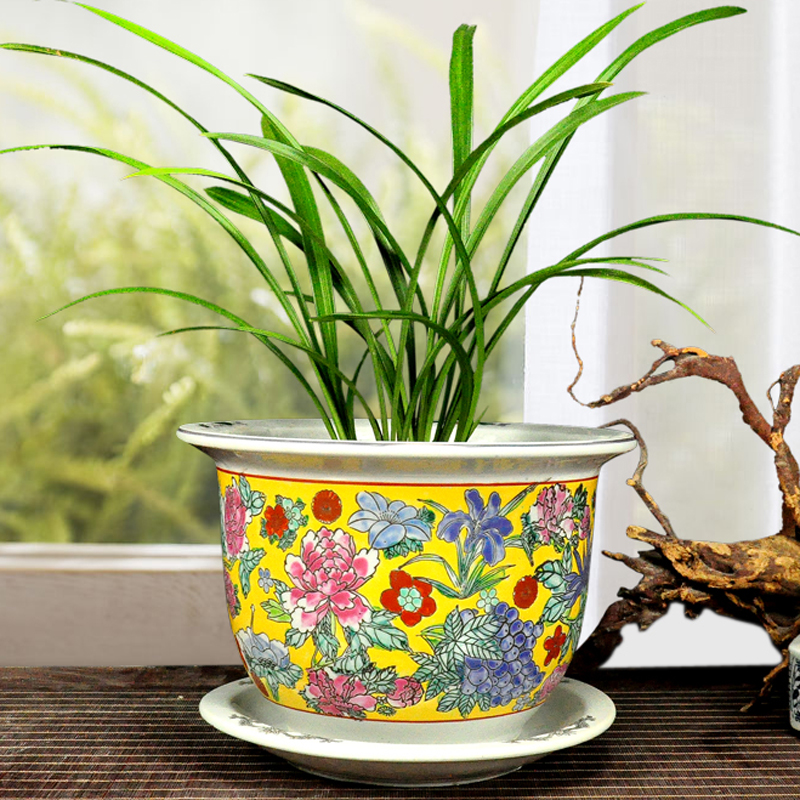 Shengjiang handmade colorful glazed ceramic flowerpot