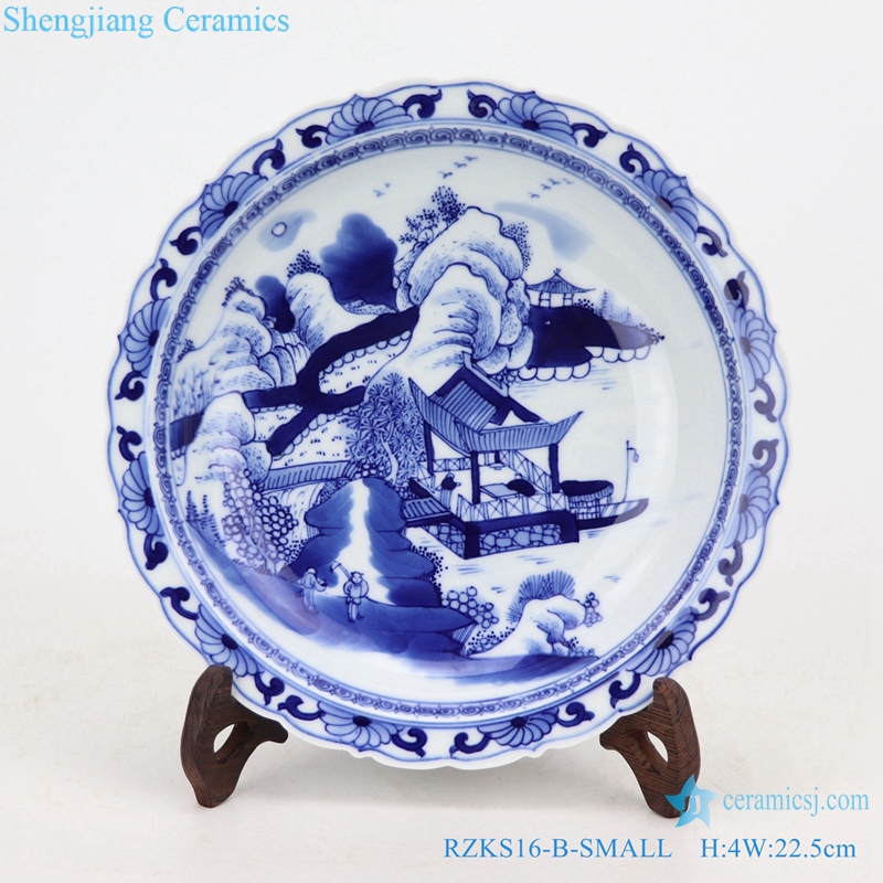 RZKS16-B-SMALL hand made Blue and white cearmic plate