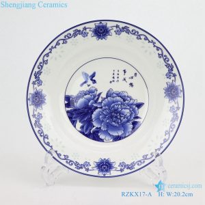 RZKX17-A hand made Blue and white cearmic plate