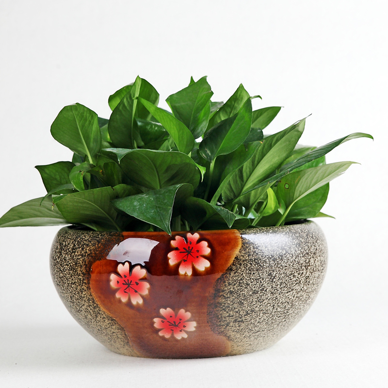 Shengjiang handmade colored glazed porcelain flowerpot