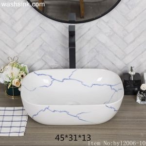byl2006-10 Jingdezhen marbled rectangle blue line ceramic washbasin