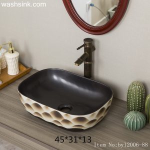 byl2006-88 Color glaze pattern rectangular porcelain wash basin