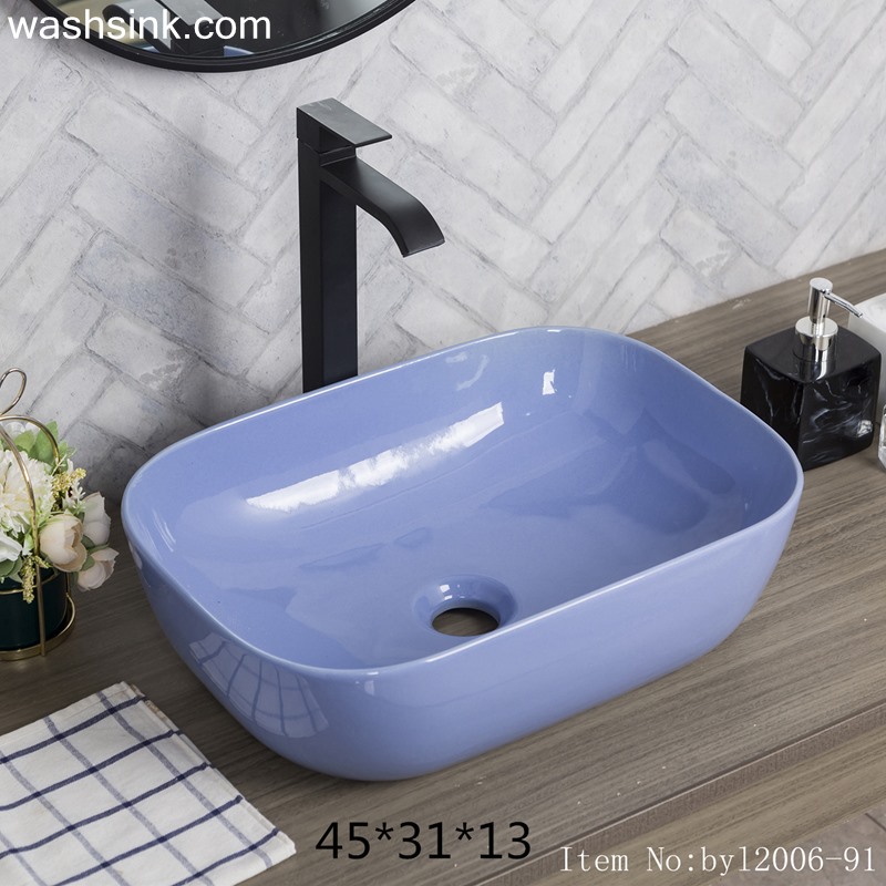 Color glaze purple rectangular porcelain wash basin byl2006-91 