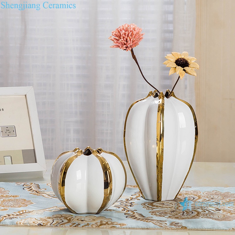 Colored glazed gilt shaped decorative porcelain vase RZRV10-A-B